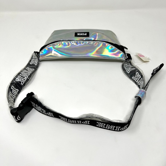 🔥VS PINK Iridescent Silver Fanny Pack Belt Bag - Picture 7 of 9